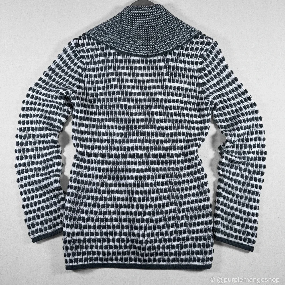 CALVIN KLEIN JEANS Open Knit Shawl Collar Cardigan | Gray & White | W |‎ LARGE